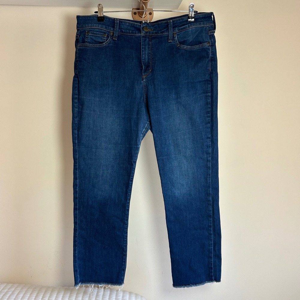 NYDJ Sheri Ankle Jeans Womens 16 Dark Wash Lift Tuck Raw Hem Straight Leg Denim